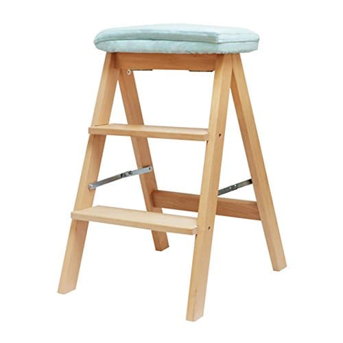 PENGYIZI HAIPENG Folding Ladder Stool Step Solid Wood Foldable Dual Use Kitchen Climb High Indoor Movement 3 Steps 9 Colors High 64CM (Color : 8#)