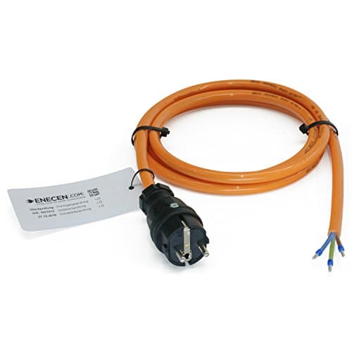 Enecen 1183103 SCHUKO Switch Connection Cable 230 V/16 A IP44 H07BQ-F 3 x 1.5 mm² with Solid Rubber Plug 3 m