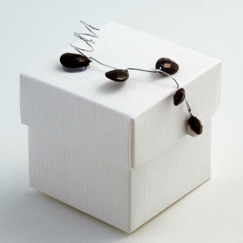 White Silk Wedding Favour Boxes 5cm Cube with Lid (10 Pack)