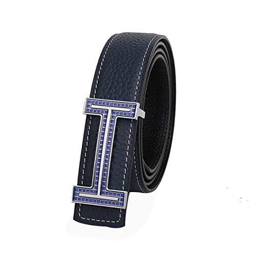 Ms H Letter Smooth Buckle Leather Belt,1-onesize