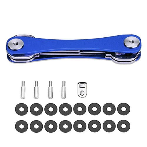 Compact Key Holder Best Smart Holder Extended Keychain Organizer Made of Lightweight Aluminum Alloy Holds 2-24 Keys Premium Quality (Blue)