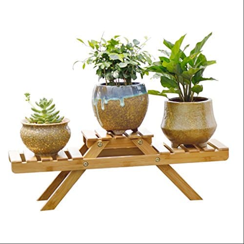 LYTSM® Flower racks, Bamboo Solid wood living room balcony Multiple layers fold Flower shelf primary color 52 * 16.5cm sturdy Multifunction