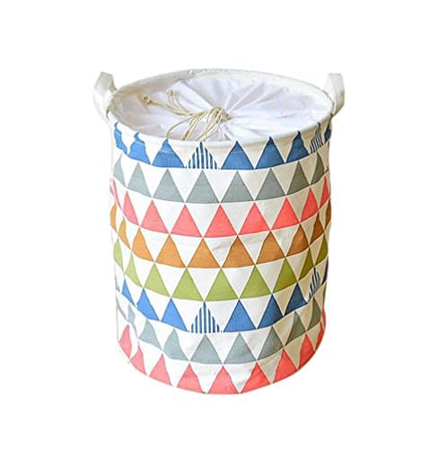 EchoFun Canvas Print Anchor Laundry Basket Hamper Cylindric Drawstring Bin Bag Toy Tidy Storage with Handles 35 x 45cm