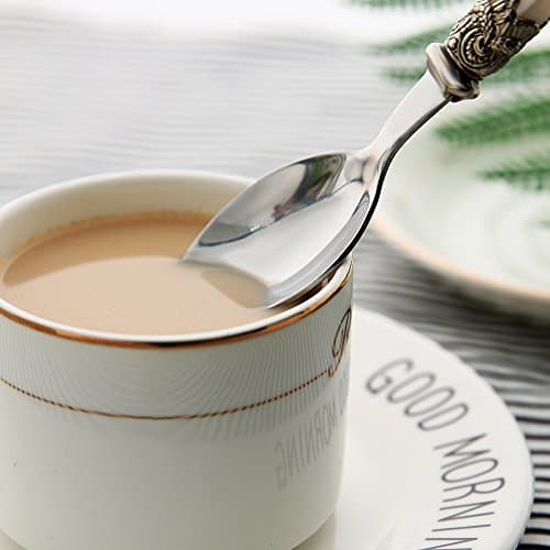 White Dinnerware Sets Cutlery Flatware - LANPA LPCJ002-12 (2018 New Design) 18/10 Stainless Steel Royal Pearl Handle Flatware Set 48 Pieces, 12*Knives,12*Forks,12*Tablespoons,12*Teaspoons,Set For 12