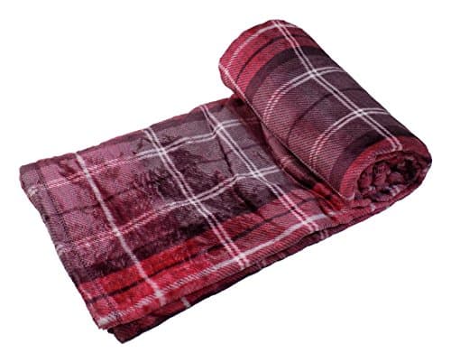 LUXURY SUPERSOFT HIGHLAND TARTAN CHECK RED FLEECE THROW BLANKET 130 X 170CM