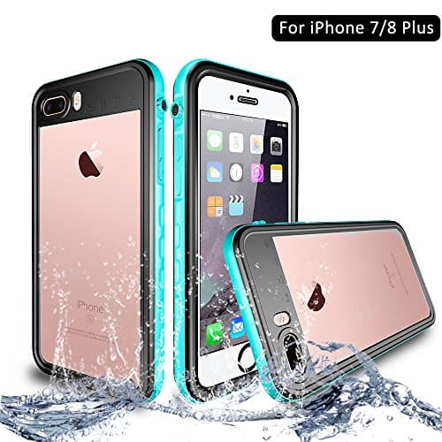 NewTsie iPhone 7/8 Plus Waterproof Shockproof case, Full-body Protective Snowproof Dirtproof with Built-in Screen Protector CaseCover for iPhone 7/8 Plus 5.5 inch (T-Blue)
