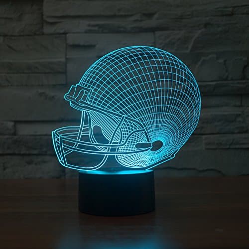 TOPROAD Illusion 3D Light LED Night Light 3D Table/Desk Lamp Bedroom Deco Light Art Sculpture Changeable Unique Light(CartoonPack2-15 Different Pattern) (Baseball Helmat)