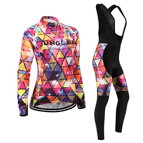 (3D pad)(Type:Set(Black Bib) size:L) Sleeve Cycling Women Jerseys Fashion performance Long Jersey perspiration vest breathable windbreaker