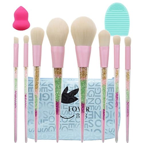Rainbow Diamond Make Up Brushes Set, Lover Bar 8pcs Makeup Brush Kit Foudnation Highlighter Face Loose Powder Pressed Eyeshdow Cream Contour Eyebrow Pro Concealer Brush Cosmetics Beauty Blender Sponge (8pcs)