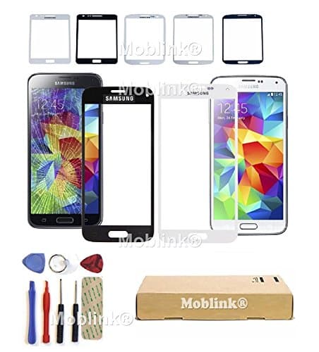 GlobalShineUK® Replacement Front Outer Glass Screen Lens For Samsung Galaxy S3 -S4 - S5 - Mini - NOTE 2 3 Iphone 5 - Tools Kit & Full Face Adhesive (SAMSUNG S4, White)
