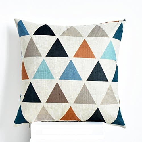 SMDZ Cotton and linen decorative pillow,Square Decorated Triangle Throwing Pillowcase Sofa Cushion 18 X 18 in ( Color : Beige )