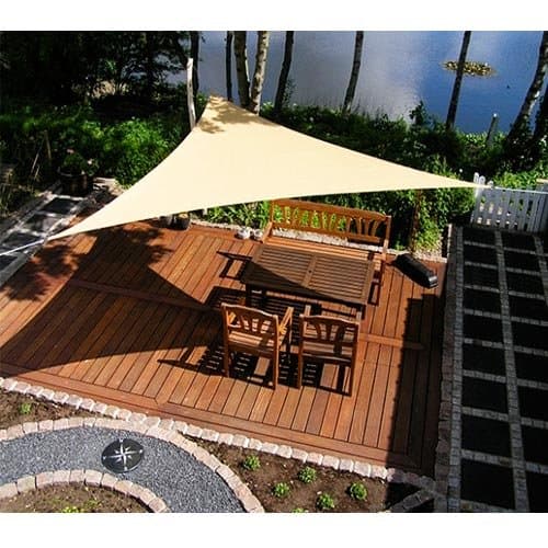 bakaji Blind Sun Sail Triangular 3.6 Metres for Patio, Terrace Garden Pool Shading with UV Protection Towel Tearproof Cream + Mounting Kit