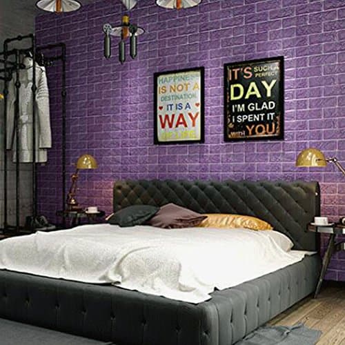 RiseSun Wall Stickers, 3D Creative DIY Imitation PE Foam Self Adhesive Brick Pattern Wallpaper, Soft Pack TV Sofa Background Study Room Bedroom Living Room Office Home Decoration (Purple)