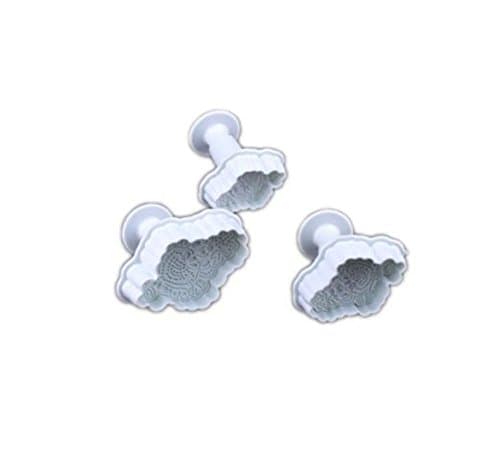 Great Chance 3-Piece Embroidery Pattern Plunger Cutter Cake Decorating Fondant Embossing Tool