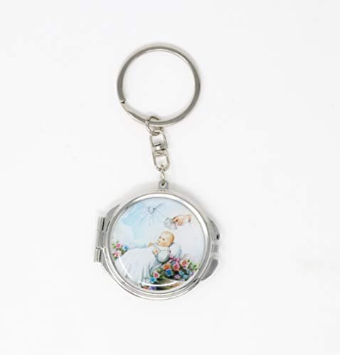 12 Piece New Baptism/Communion Mini Compact Mirror Key Chain Party Favor for Boys and Girls - Bautizo Recuerdos Angels & Baby Design Makeup Compact/First Communion - Holy Baby