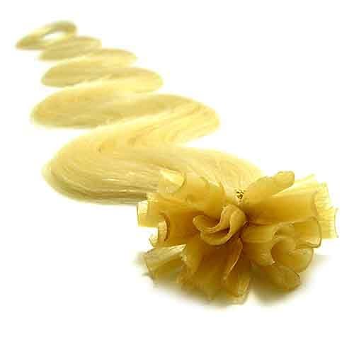 200 Strands Wavy Body Wave Pre Bonded U Nail Tip Fusion Remy Human Hair Extensions 22" Inches # 22 Light Blonde Color