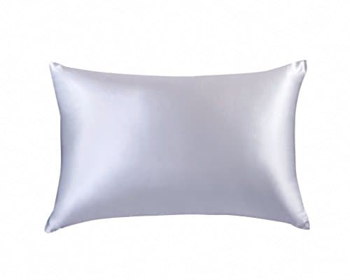 Soft Silker Silk Pillowcase Both Side 100% 19MM Natural Mulberry Charmeuse for Hair & Facial Beauty with Hidden Zipper (King, Light Grey One Side 19mm)