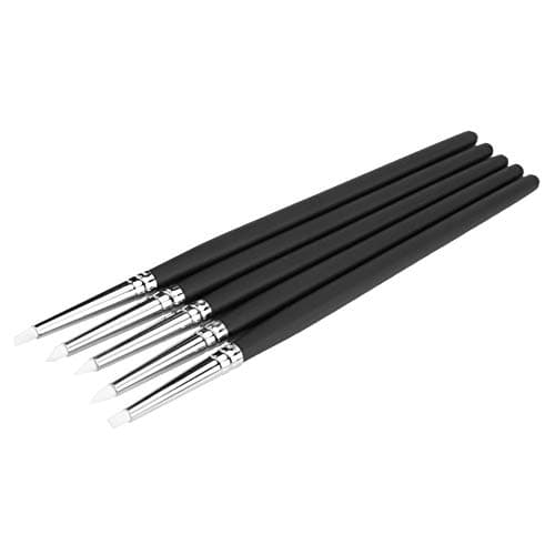 5pcs/Set Silicone Pottery Tools Soft Head Clay Pottery Moulding Pen Clay Modeling Sculpting Kits DIY Craft Tool for Clay Art Sculpture and Other Craft Projects(White Head)