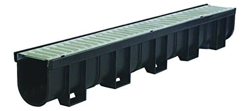 Regular Trench Drain Black Polymer & Pressed Galvanized Steel Grate - 3.33 Ft