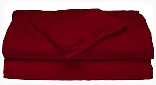 Deluxe Hotel 4-Piece Bed Sheet Set - Dobby Stripe - 100% Cotton Sateen - 300 Thread Count - King - Burgundy