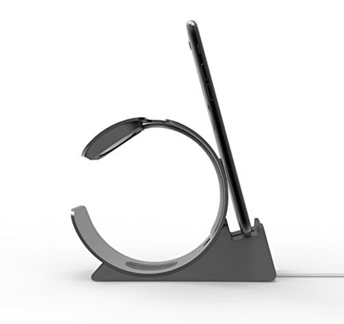 iPhone Stand, Apple Watch Holder : Desktop Charging Dock Cradle for iPhone and iWatch Egrace (Dark Gray)
