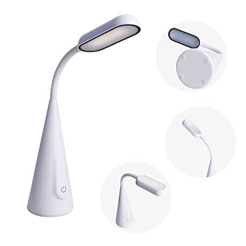 LED Desk Lamp, Dimmable Table Lamp, Office Light Eye Protection 5W with Flexible Gooseneck, USB Charging Port, Touch Control, Memory Function, Adjustable Brightness Levels, White