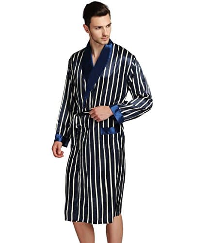 Men's Long Sleeve Printed Satin Robe