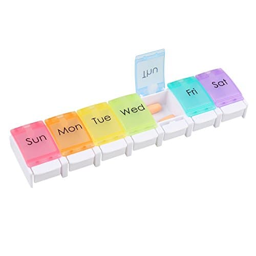 Ballery Pill Box, Weekly Pill Case 7 Day 1 Time A Day Medicine Tablet Organiser 7 Compartments Travel Pill Holder Dispenser Storage for Vitamins Fish Oils Supplements Medication (White)