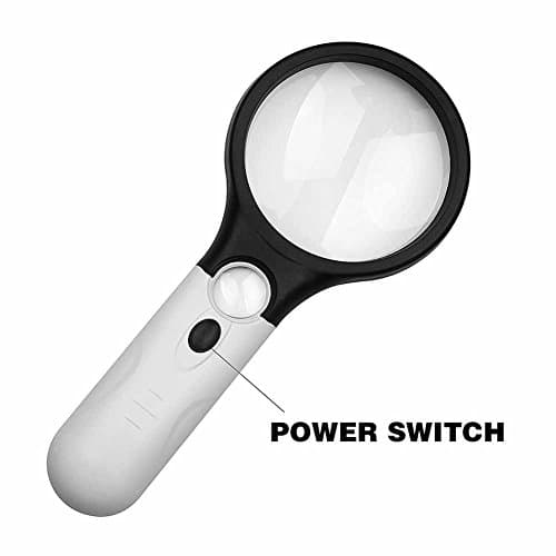 Magnifier 3 LED Light 3X 45X Handheld Magnifier Reading Magnifying Glass Lens Jewelry Loupe White and Black