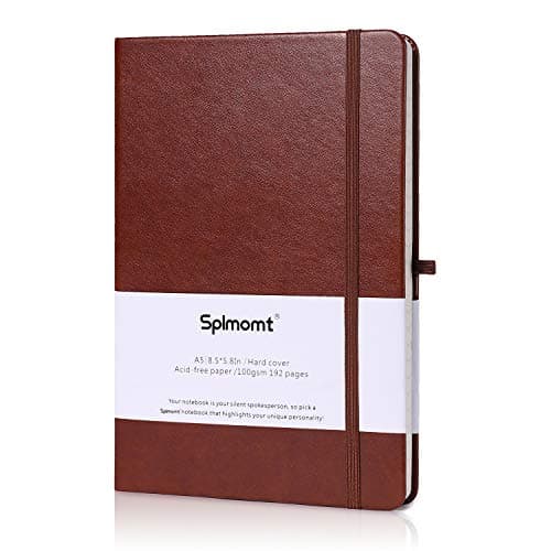 Classic A5 Hardcover Journal Notebook, 8.5 x 5.8 In Lined/Ruled Notebook, Premium 100GSM Paper Writing Notebook with Pen Loop, Inner Pocket & Page Dividers Gifts, 192 Pages (Brown, Ruled)