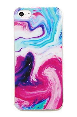 iPhone SE Case, CaseCarnival Red Blue Watercolor Slim Thin TPU Clear Marble Print Case for iPhone 5 / 5S and SE (Red Blue)