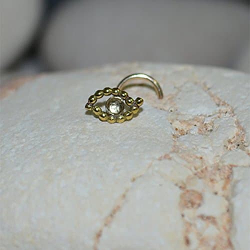 Gold Tragus Earring Stud - 2mm Clear White Topaz Nose Stud 18 Gauge - Nose Ring - Cartilage Stud - Helix Earring Stud - Tragus Hoop - Conch Stud