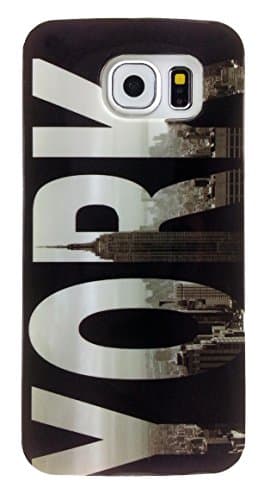 Samsung Galaxy S6 Thin flexible Silicone TPU Case Impact Absorb Protection Cover Easy Install Snap On Off Perfect Fit Slim Lightweight New York City The Empire State Building Black White