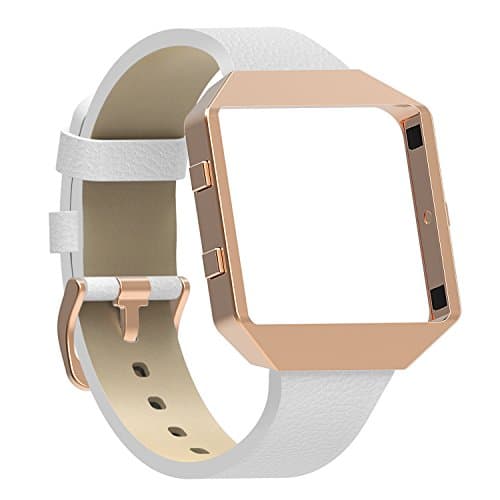SnowCinda For Fitbit Blaze Bands with Frame, Replacement Leather Slim Straps with Metal Stainless Steel Frame for Fitbit Blaze Smart Fitness Watch Men Women