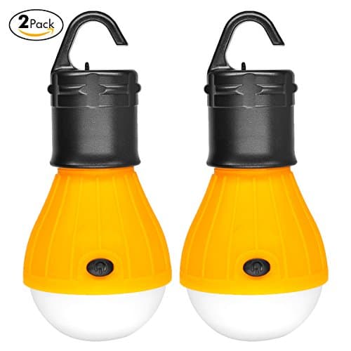 2 Pack Sanniu Portable LED Lantern Tent Light Bulb for Camping Hiking Fishing Emergency Light, Battery Powered Camping Equipment Gear Gadgets Lamp for Outdoor & Indoor(YELLOW)