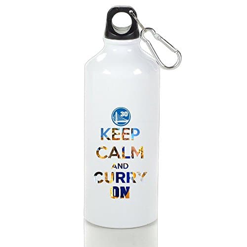LINNA- Keep Calm And Curry On Personalized Drinkware Water Bottle With Loop Cap For Outdoor And Sport Activities - 600ml