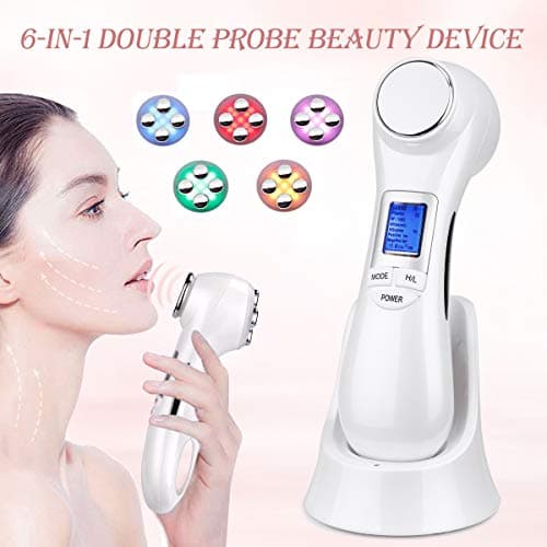 6 in 1 RF Machine EMS Face Massger 5 Colors Light Radio Frequency Skin Tightening Device Deep Cleanse Vibration Beauty Tools