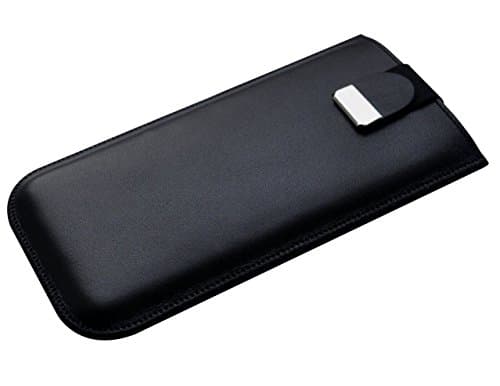Black leather case for iPhone 8 cover lined magnetic flap handmade sleeve pocket pouch