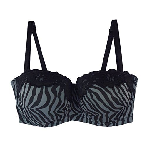 Women Large Bra Plus Size 36-44 D/DD/DDD Unerwire Big Cup Sexy Strapless Half Cup Bralette Big Size Dark gray1 42