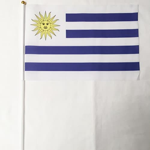 12-pack 4" X 6" Uruguay Polyester Hand Waving Desk Flags