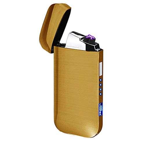 Electronic Lighter Dual Arc Lighter LED Usb Electric Lighter Plasma Rechargeable Flameless Windproof Touch Switch Lighter Good for Cigar Cigarette Candle Pipe