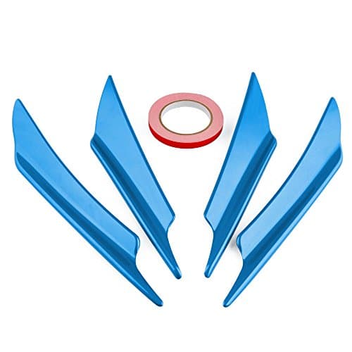 Ruien 4 PCS Blue Plastic Car Front Bumper Canard Splitter Canards Exterior