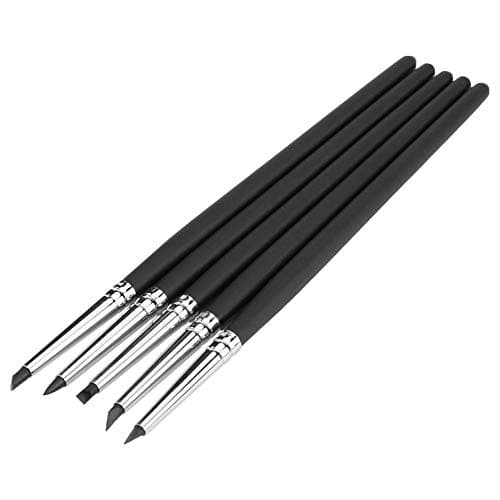 5pcs/Set Silicone Pottery Tools Soft Head Clay Pottery Moulding Pen Clay Modeling Sculpting Kits DIY Craft Tool for Clay Art Sculpture and Other Craft Projects(Black Head)