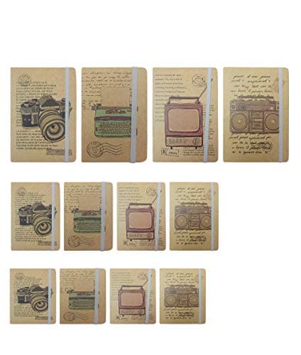 Bag of Small Things Diary Notebook Hard Cover Size A5, A6, A7,80 GSM, 185 Ruled Pages Combo/Set of 12 - Retro