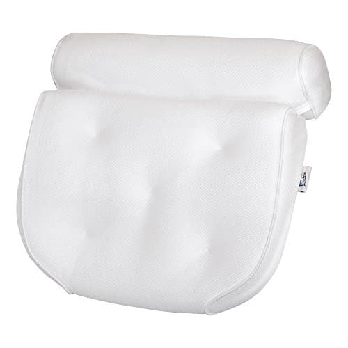 Large Bath Pillow for Tub with Carry Case, Foam Mesh Technology with 5 Suction Cups (15"x15"x4")