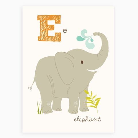 Sea Urchin Studio ABC Wall Art for Kids, E/Elephant