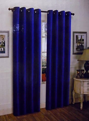 Navy Blue Gromet Style In 108" Lenth 2 Pcs Solid Grommet Faux Silk Window Curtain Drapes Panels Treatment 108"
