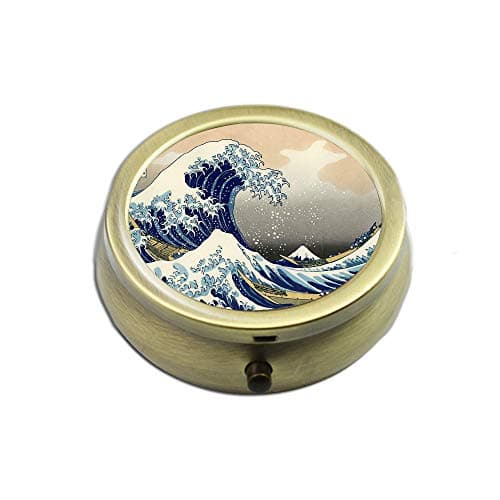 Pill Case - Cheliz Compact 3 Compartment Medicine Case, Pill Box for Pocket or Purse(Huge Wave)