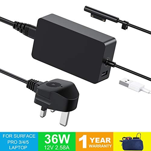 Surface Pro 4 Charger Surface Pro 3 Charger, LEMARCH 36W 12V 2.58A Power Supply Compatible With Microsoft Surface Pro 3 / 4 / i5 / i7 Surface Pro 5 Surface Laptop with UK AC Power Cord