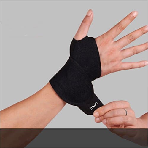 Wrist Brace Compression Wrist Strap Support for Carpal Tunnel, Arthritis, RSI, TFCC Tear, Tendonitis and Sprains for Weak and Sore Wrists by Velpeau (Adjustable, Thumb Winding Black)
